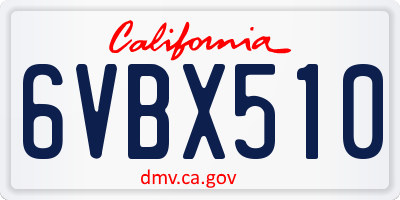 CA license plate 6VBX510