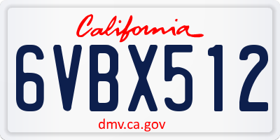 CA license plate 6VBX512