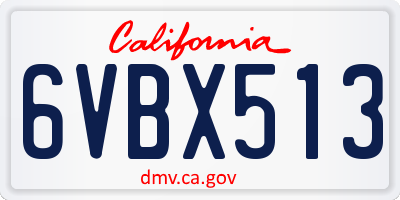 CA license plate 6VBX513