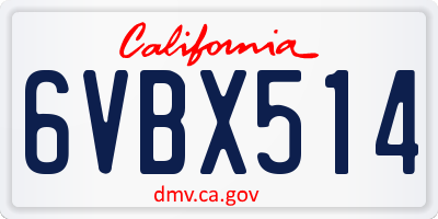 CA license plate 6VBX514