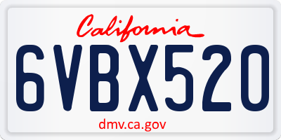 CA license plate 6VBX520