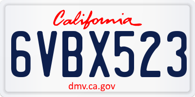 CA license plate 6VBX523