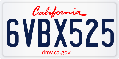 CA license plate 6VBX525