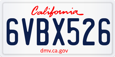 CA license plate 6VBX526