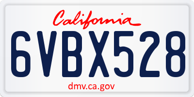 CA license plate 6VBX528