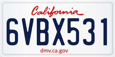 CA license plate 6VBX531