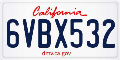CA license plate 6VBX532
