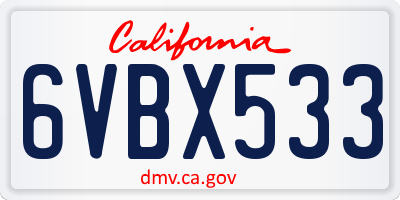 CA license plate 6VBX533