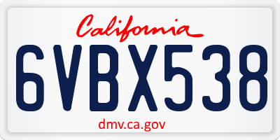 CA license plate 6VBX538