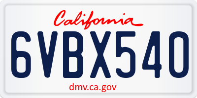 CA license plate 6VBX540
