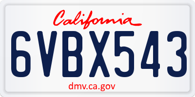 CA license plate 6VBX543