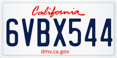 CA license plate 6VBX544