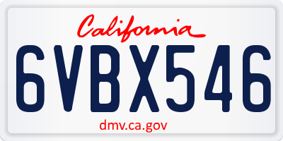 CA license plate 6VBX546