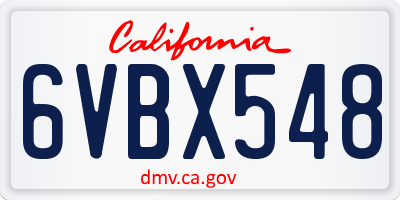 CA license plate 6VBX548