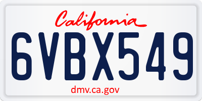 CA license plate 6VBX549