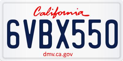 CA license plate 6VBX550
