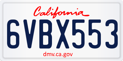 CA license plate 6VBX553