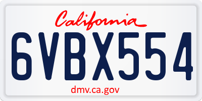 CA license plate 6VBX554