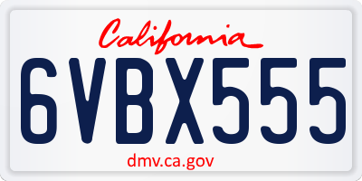 CA license plate 6VBX555