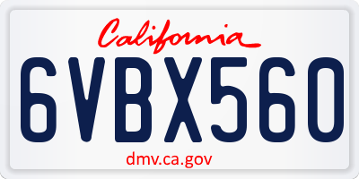 CA license plate 6VBX560