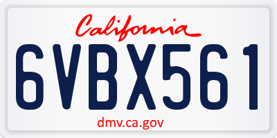 CA license plate 6VBX561