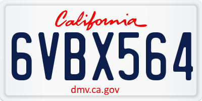 CA license plate 6VBX564