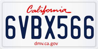 CA license plate 6VBX566