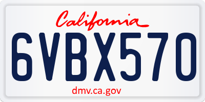 CA license plate 6VBX570