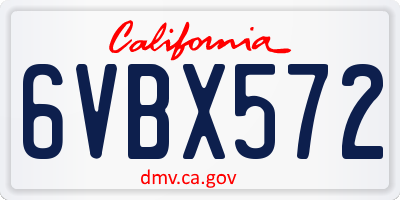 CA license plate 6VBX572