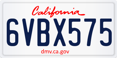 CA license plate 6VBX575
