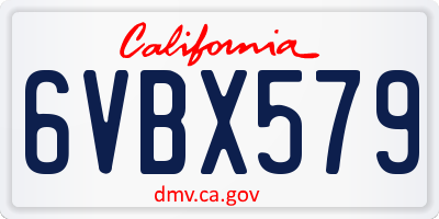CA license plate 6VBX579