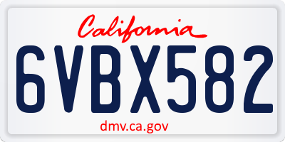 CA license plate 6VBX582