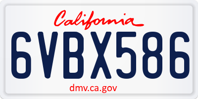 CA license plate 6VBX586