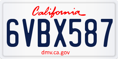 CA license plate 6VBX587