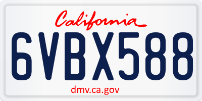 CA license plate 6VBX588