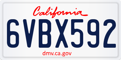 CA license plate 6VBX592