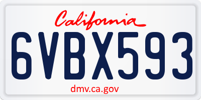 CA license plate 6VBX593