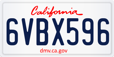 CA license plate 6VBX596