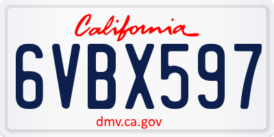 CA license plate 6VBX597