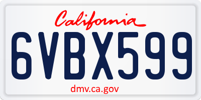 CA license plate 6VBX599