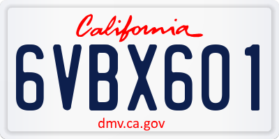 CA license plate 6VBX601