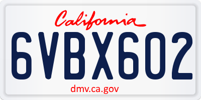 CA license plate 6VBX602
