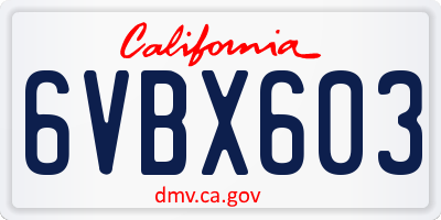CA license plate 6VBX603