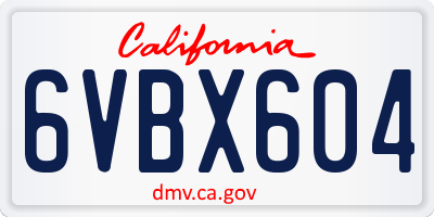 CA license plate 6VBX604