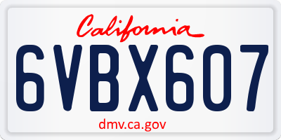 CA license plate 6VBX607