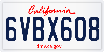 CA license plate 6VBX608