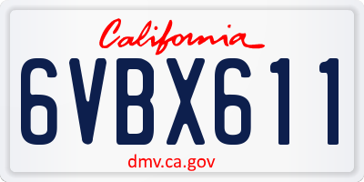 CA license plate 6VBX611