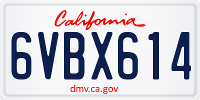 CA license plate 6VBX614