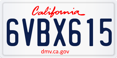 CA license plate 6VBX615