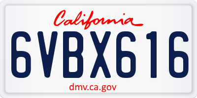 CA license plate 6VBX616